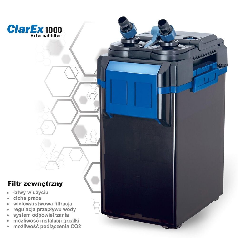 Filtr Zewnętrzny Kubełkowy ClarEx 1000l/h do Akwarium 200-400L Cichy